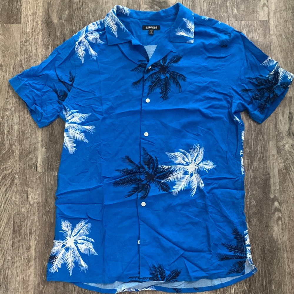 Palm Tree Printed Button Down Shirt
